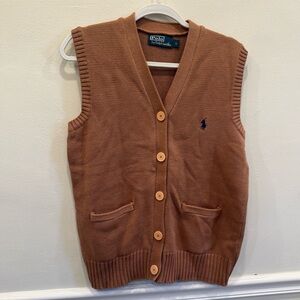 Men’s Ralph Lauren Brown Sleeveless Cardigan Vest Brown Large